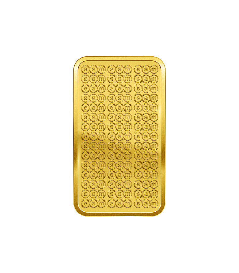 SAM Logo Gold Rectangle Bar – 999.9 Pure Gold